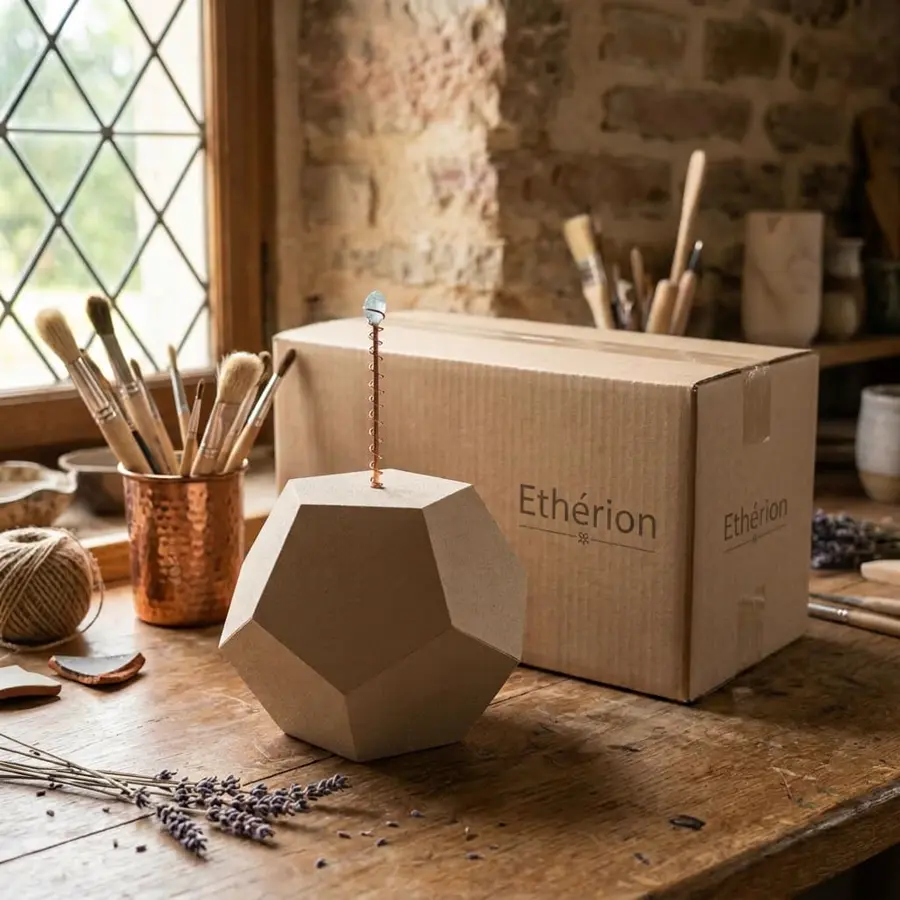 Assemblage à la main d'un bio-harmonisateur Ethérion dans l'atelier de Bourgogne